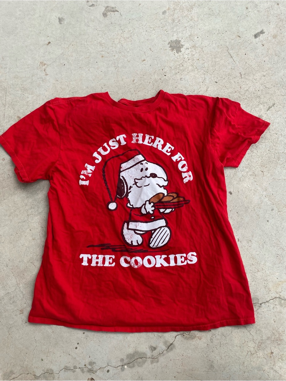 Peanuts Snoopy Red Christmas cookies cotton shirt size Large